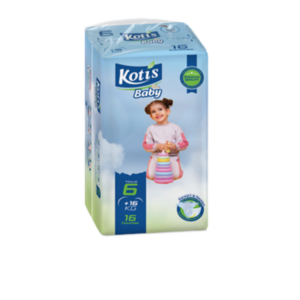 COUCHES BÉBÉ KOTIS BABY  TAILLE 6 (+16 KG) 16 PIÈCES