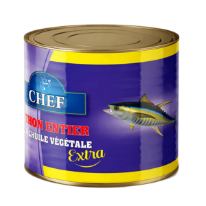 THON ENTIER A L'HUILE VEGETALE EXTRA CHEF 2.050KG