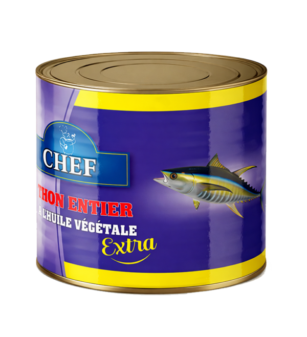 THON ENTIER A L'HUILE VEGETALE EXTRA CHEF 2.050KG