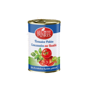 TOMATES PELÉES CONCASSÉES AU BASILIC 400GR PETIT PARIS