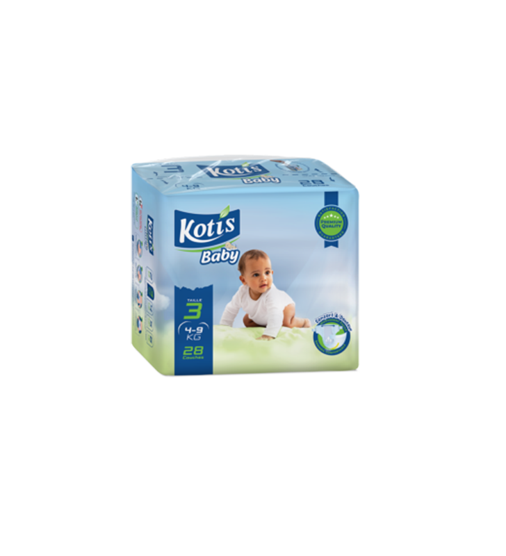 COUCHES BÉBÉ KOTIS BABY TAILLE 3 (4 – 9 KG) 28 PIÈCES