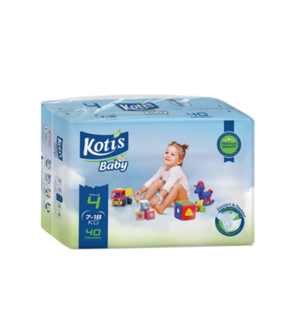 COUCHES BÉBÉ KOTIS BABY  TAILLE 4 (7 – 18 KG) JUMBO 40 PIÈCES