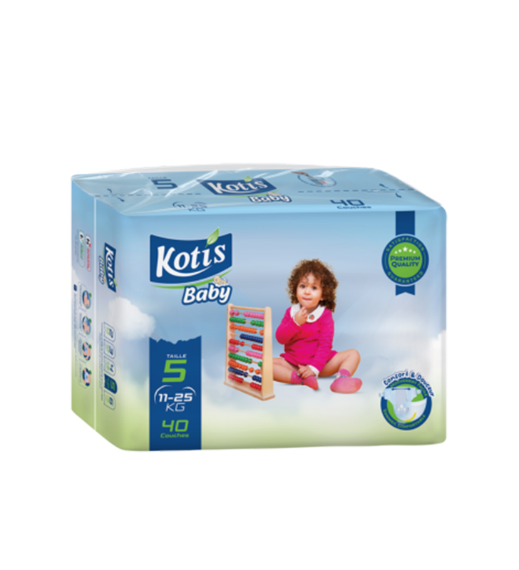COUCHES BÉBÉ KOTIS BABY TAILLE 5 (11 – 25 KG) JUMBO 40 PIÈCES