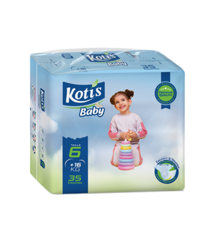 Couches Bébé Kotis Baby Taille 6 (+16 kg) Jumbo 35 pièces